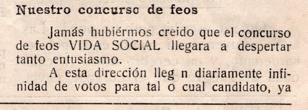 Concurso de Feos en Pringles del año 1919